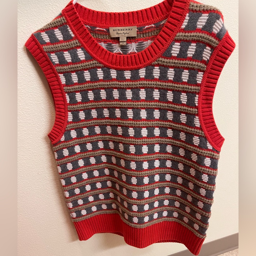 Burberry Geometric Knit Top In Multicolor Cashmere